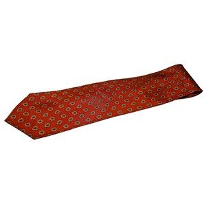 XMI for Nordstrom All Silk Men's Tie Handmade Red Gold Blue Floral Pattern